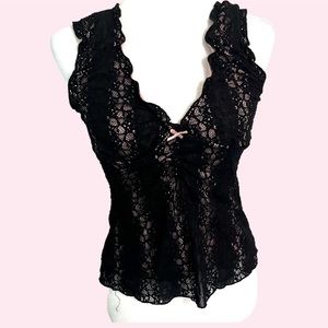 Y2K lace sheer babydoll top